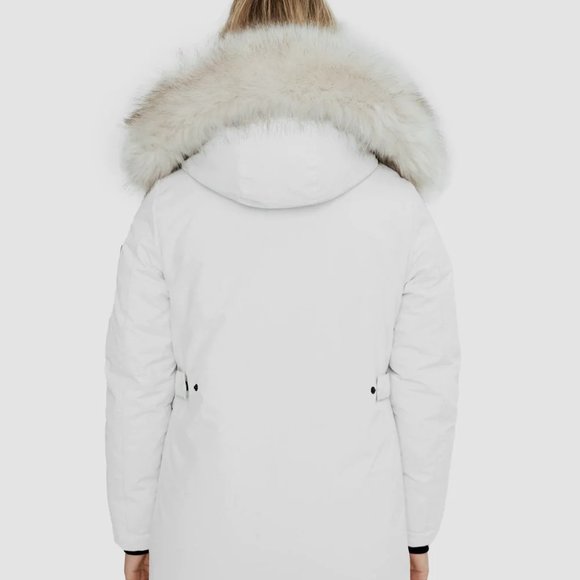 Trinity Mid Length Parka Winter Coat - NOIZE in White (Vegan/Cruelty-Free) - Picture 2 of 5